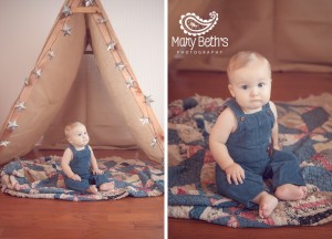 Two images of a one-year-old portrait session captured by an Augusta GA newborn photographer