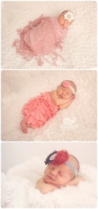 Three images of a newborn baby girl captured by an Augusta GA Newborn Photographer