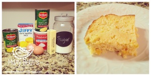Augusta GA Photographer's images of two images of corn casserole ingredients and final product.