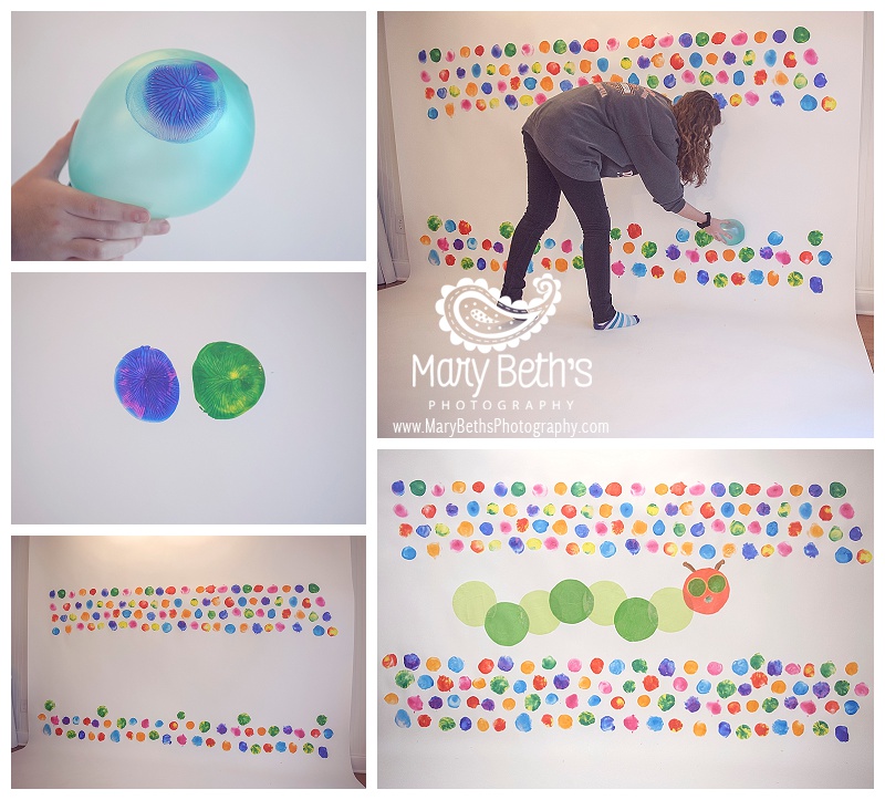 Augusta GA Newborn Photographer five images of painting a Very Hungry Caterpillar set | Mary Beth's Photography