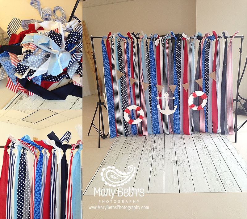 Augusta GA Newborn Portrait Photographer images of a nautical theme custom set with multiple colored ribbons, a posterboard anchor and lifesavers | Mary Beth's Photography