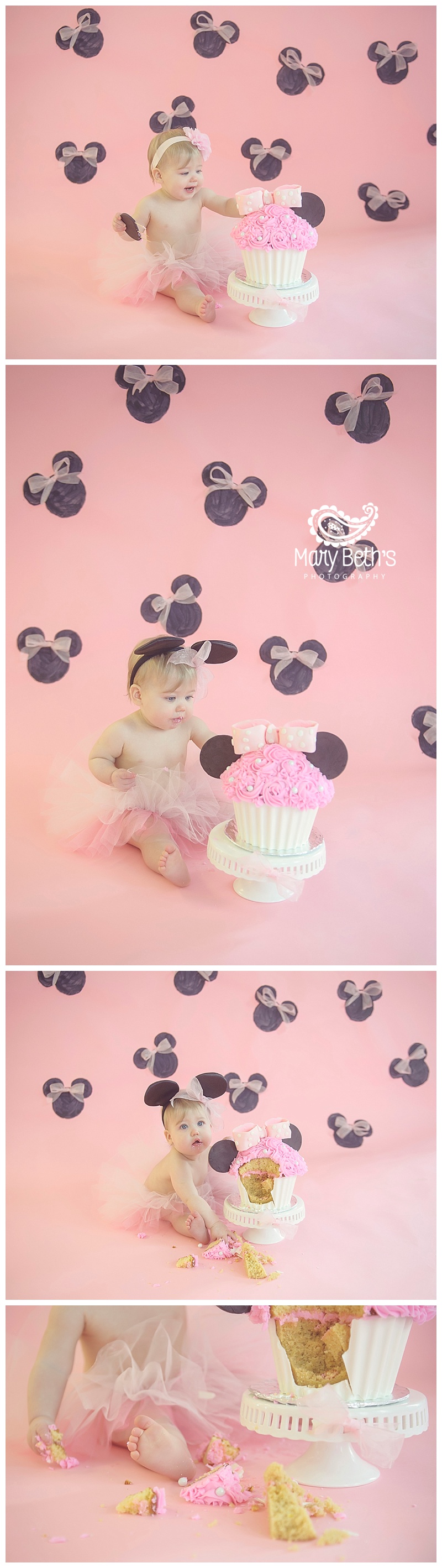 Augusta GA Minnie Mouse First Birthday and Cake Smash Portraits | Mary Beth's Photography | Augusta GA Newborn Photographer, Augusta GA Family Photography