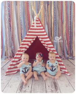 Augusta GA Triplets First Birthday and Nautical Cake Smash Portraits | Mary Beth's Photography | Augusta GA Newborn Photographer, Augusta GA Family Photography
