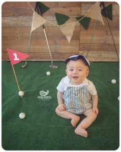 Images from a 1st Birthday Golf Theme Cake Smash Session for Mary Beth's Photography in Augusta, GA | Augusta GA Newborn Photographer, Augusta GA Family Photography