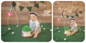 Images from a 1st Birthday Golf Theme Cake Smash Session for Mary Beth's Photography in Augusta, GA | Augusta GA Newborn Photographer, Augusta GA Family Photography