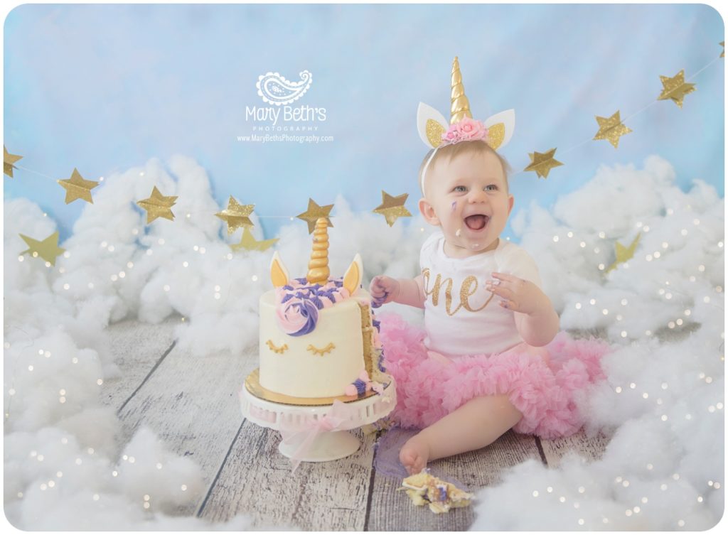 Augusta GA Newborn Photographer | Unicorn Cake Smash | Mary Beth's Photography