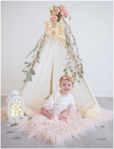 6 month lace teepee baby girl portrait session