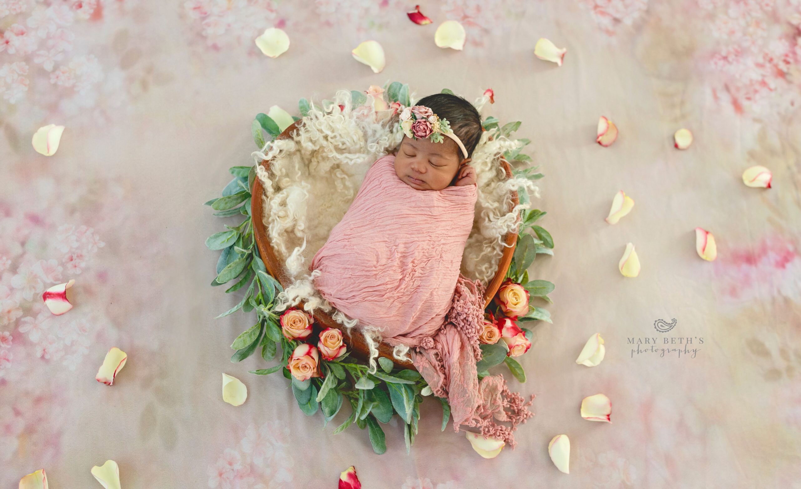 newborn portrait with florals