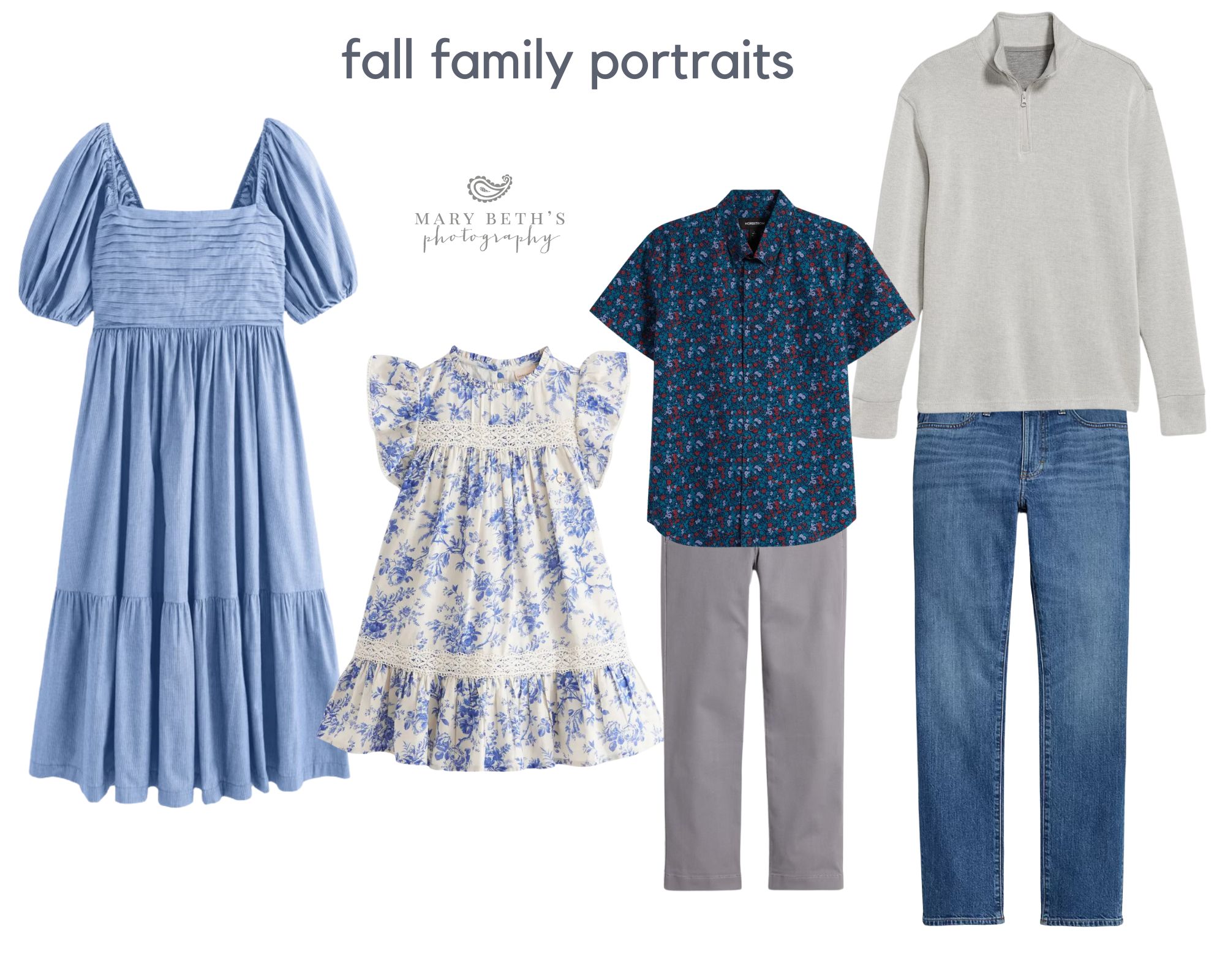 blue family portrait outfits