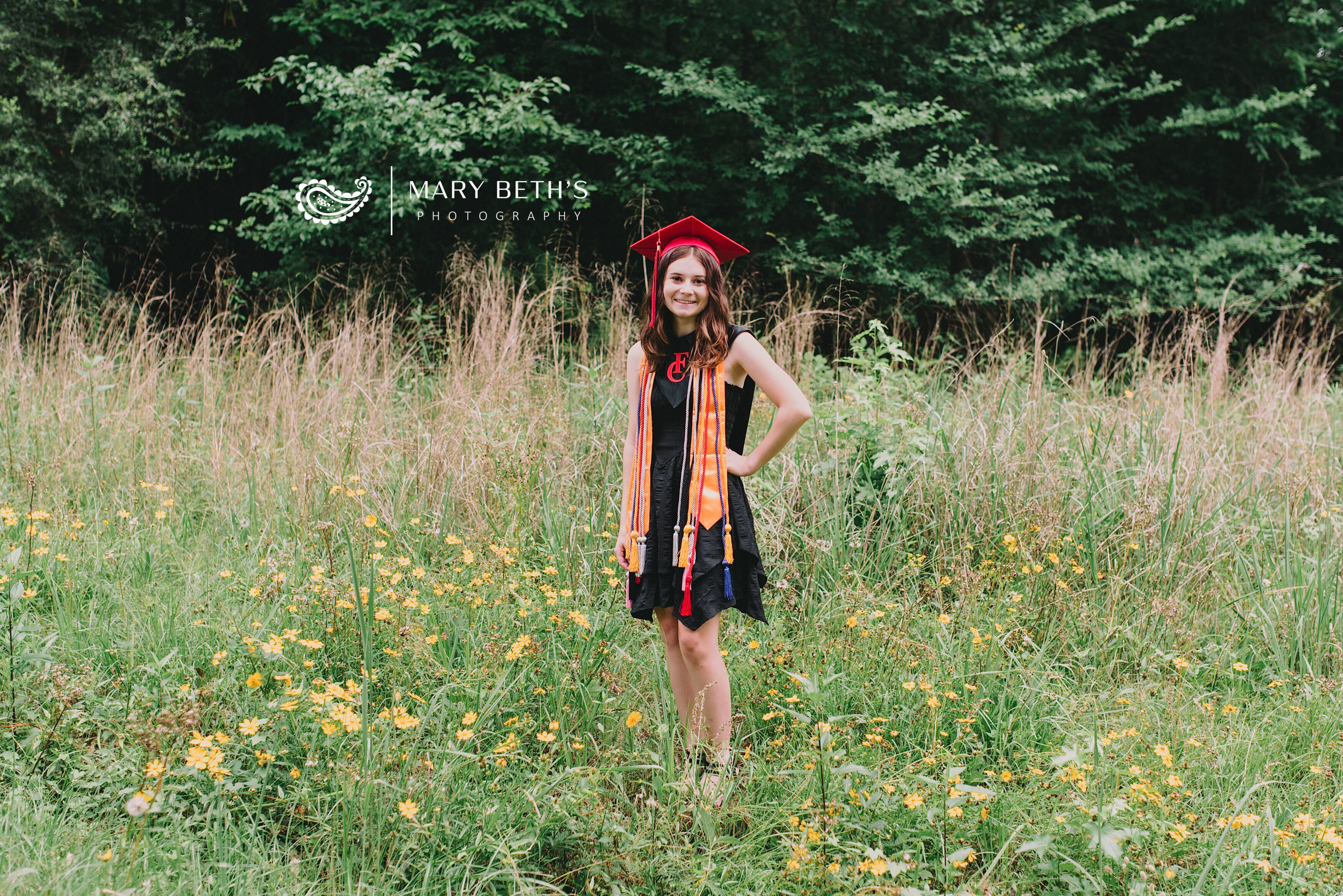 Graduation Senior Portrait Female in Field In Augusta, Ga